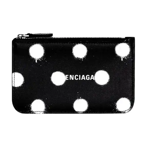 Balenciaga Cash Cow Leather Card Holder, Coin Purse Women's Black