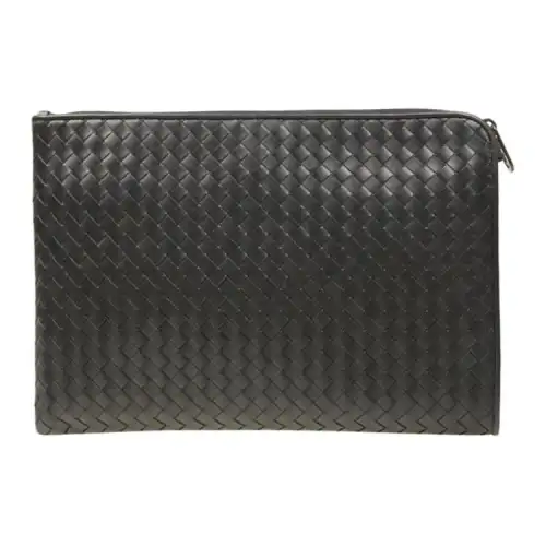 Bottega Veneta Cow Leather Clutch Men's Dark Brown