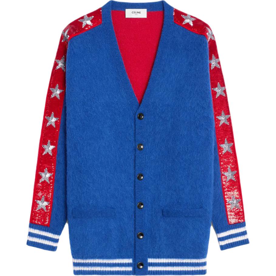 CELINE Sweaters Men's Multicolor V Neck Moderate Cardigan