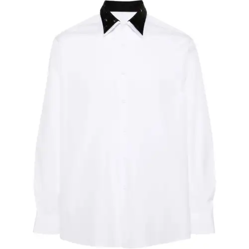 Prada beaded-collar cotton shirt