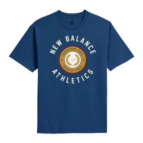 New Balance T Shirts Men's Blue Crew Neck Moderate