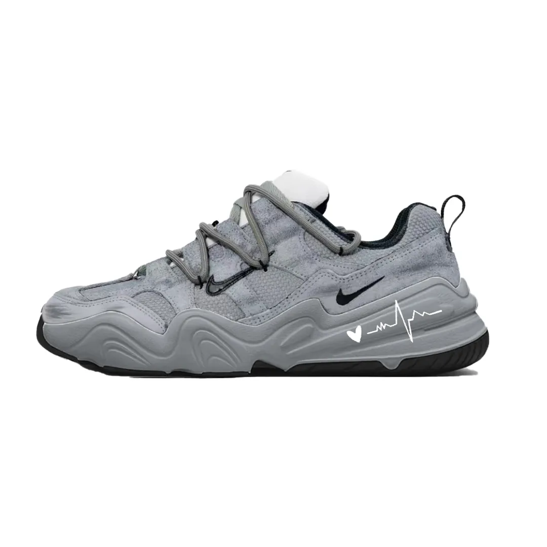 Nike Tech Hera Mist Gray Heartbeat Cushioning Slip Resistant Abrasion Resistant Low top Casual Shoes Unisex Gray