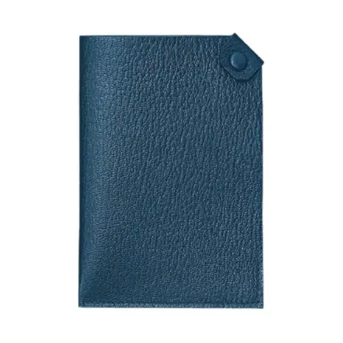 HERMES Tarmac Goatskin Passport Holder Unisex Dark Blue