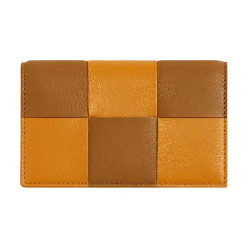 Bottega Veneta Cow Leather Card Holder Women's Corn Yellow/Camel