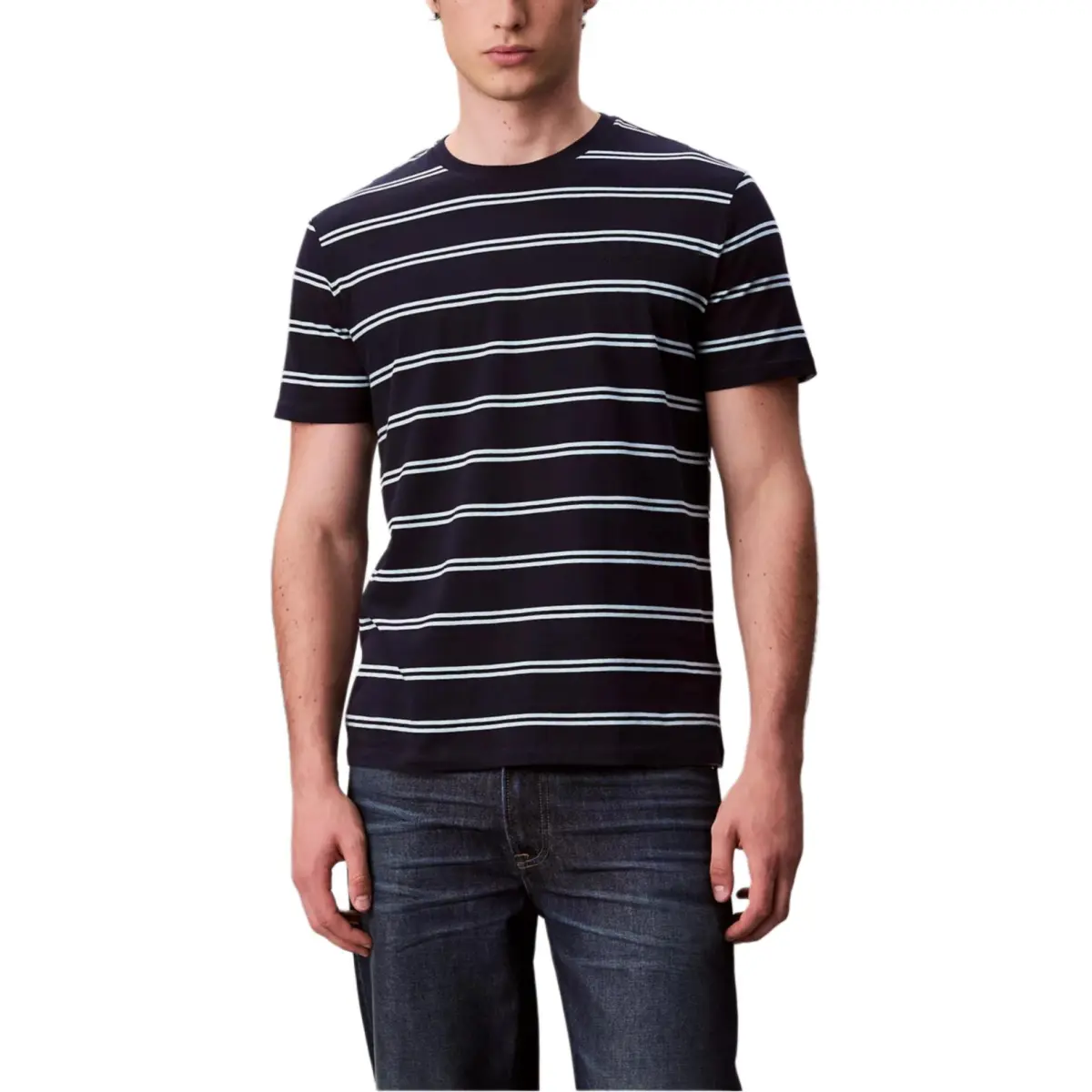 Calvin Klein T-Shirts Men's Dark Sapphire Blue Crew Neck Moderate
