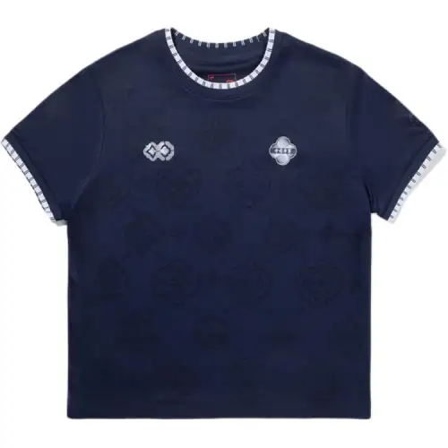Li Ning T Shirts Women's Dark Marine Blue Crew Neck Moderate Straight Fit