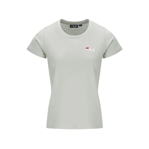 FILA T Shirts Women's Gray Crew Neck Moderate