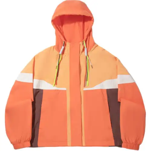 Li Ning Trench Coats Women's Pink Orange/Papaya Orange Hooded Moderate