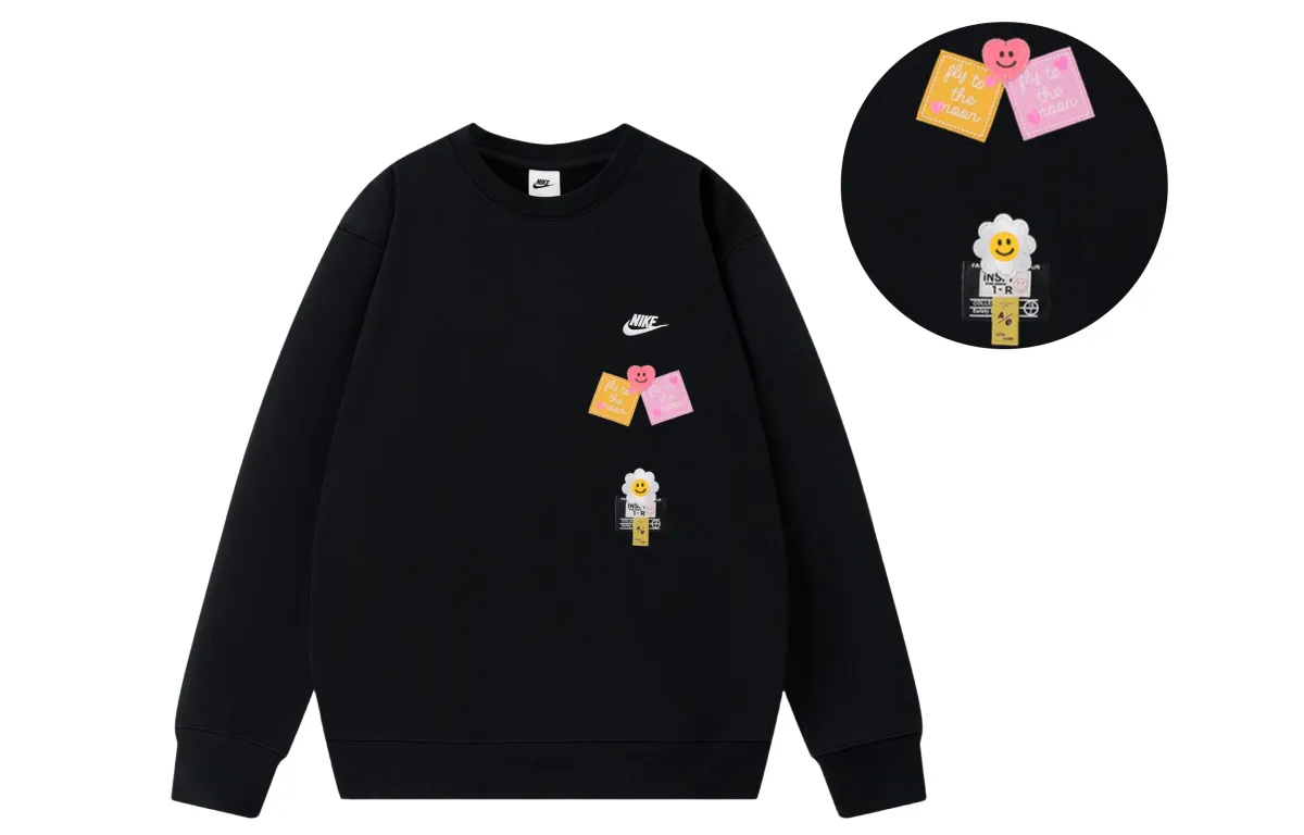 Nike Sweatshirts Unisex Black Crew Neck Moderate