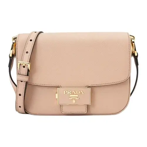 PRADA Cow Leather Crossbody Bag, Shoulder Bag Women's Apricot