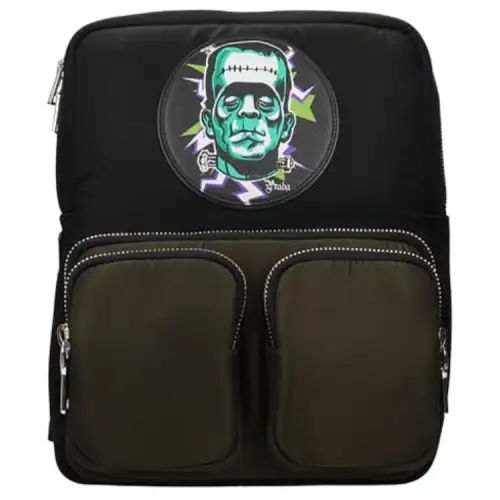 PRADA Zip Closure Leather Backpack Men's Black