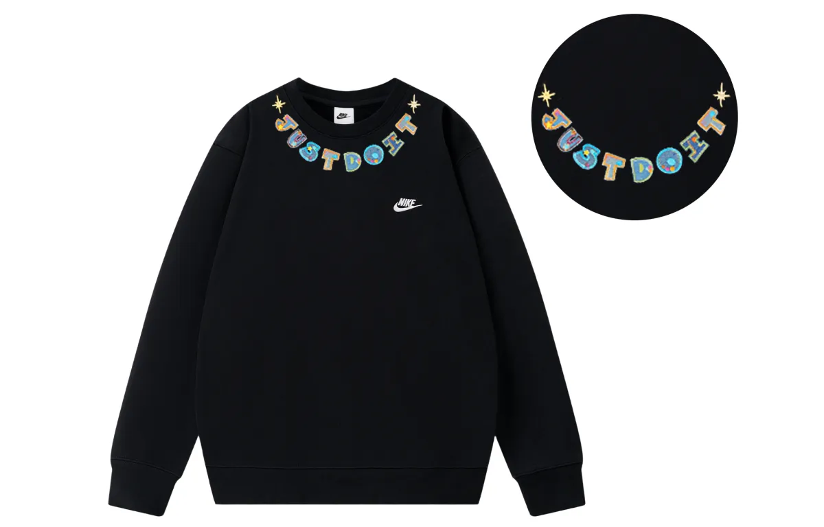 Nike Sweatshirts Unisex Black Crew Neck Thin Straight Fit