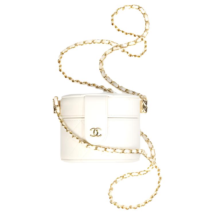 CHANEL Chanel, autumn fashionable mirror with diamond pattern, cosmetic bag sheepskin, purse, white one-shoulder bag
