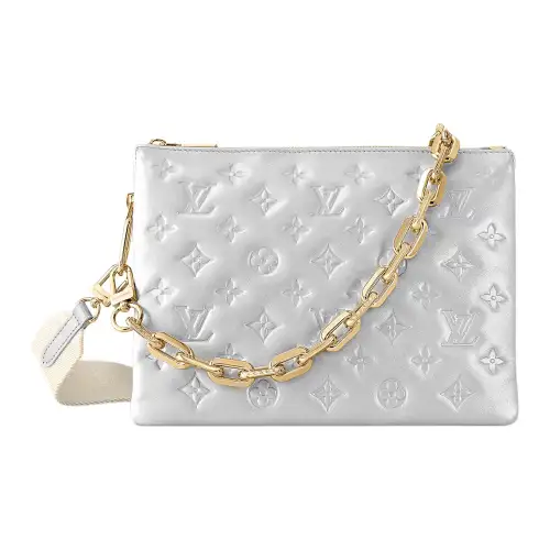 LOUIS VUITTON Coussin Sheepskin Shoulder Bag, Crossbody Bag Small Women's Silver