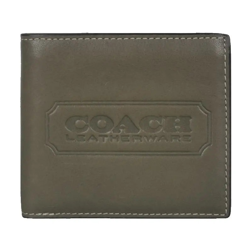 COACH Cow Leather Wallets Men's Army Green