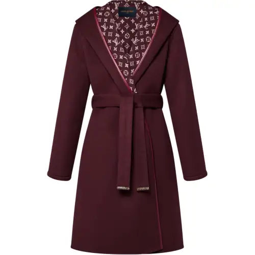 LOUIS VUITTON Signature Long Hooded Wrap Coat