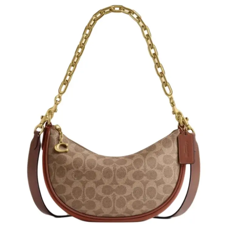 COACH Mira Artificial Leather Shoulder Bag Medium Women's Brown Yellow