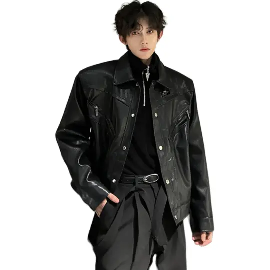 ZIAREL Leather Jackets Unisex Lapel Moderate