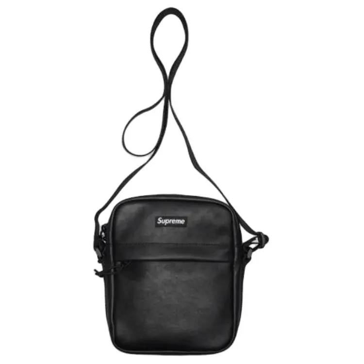Supreme Leather Shoulder Bag Unisex Black
