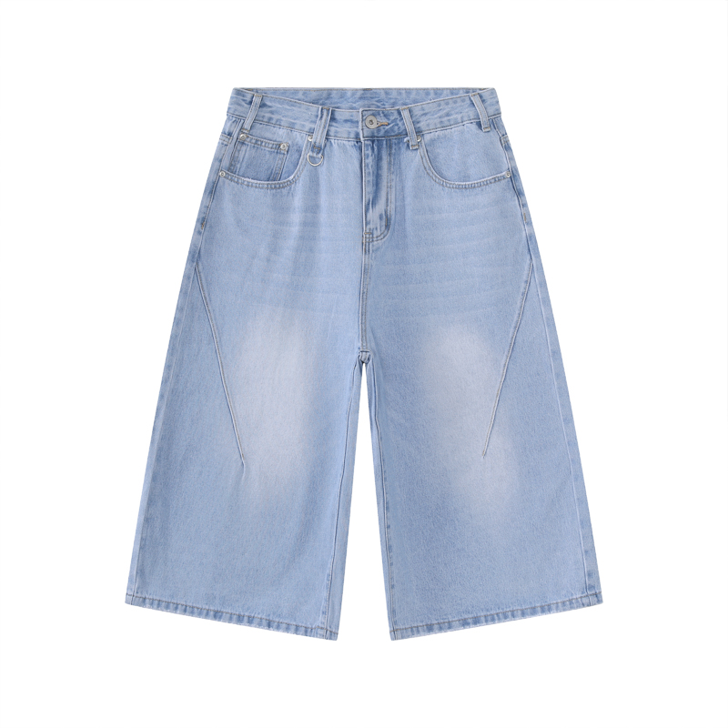 Voguo Relay Retro loose straight jeans, denim skirt, shorts for men and women, American style, loose straight fit