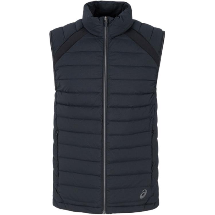 ASICS Down Vests Men's Black Stand Collar Moderate Other