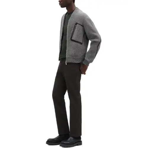 HERMES Sweaters Men's Gray V Neck Moderate Cardigan