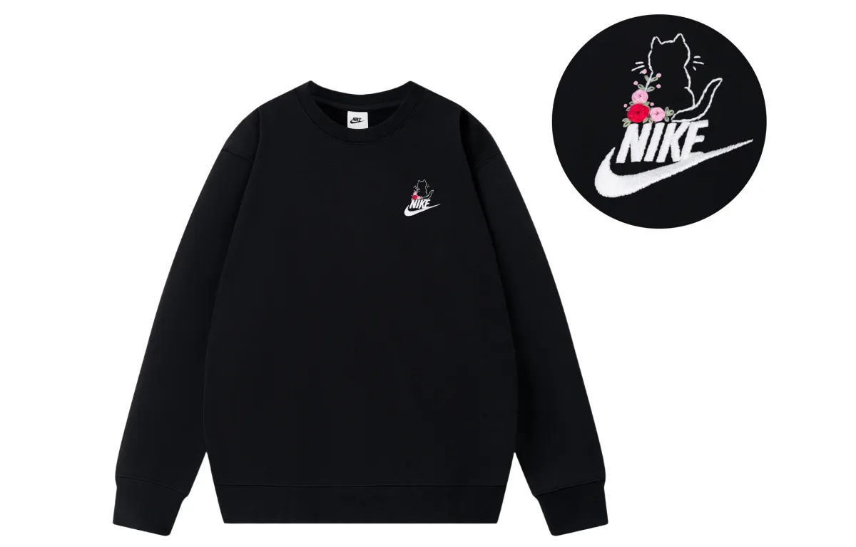 Nike Sweatshirts Unisex Black Crew Neck Moderate