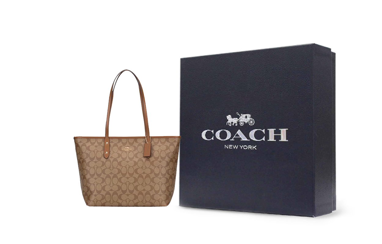 Сумка COACH City Zip Tote 30 (карри/коричневая) — фото 7