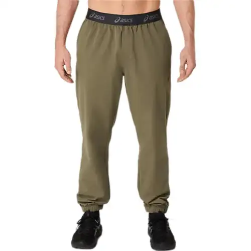 ASICS Knitted Sweatpants Men's Green Moderate Straight Fit Pants