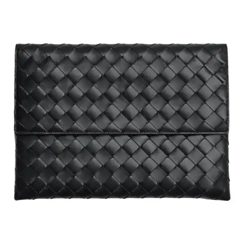 Bottega Veneta Flap Lambskin Clutch Women's Black