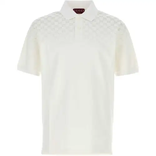 GUCCI Polo Shirts Men's White Polo Collar Moderate Straight Fit