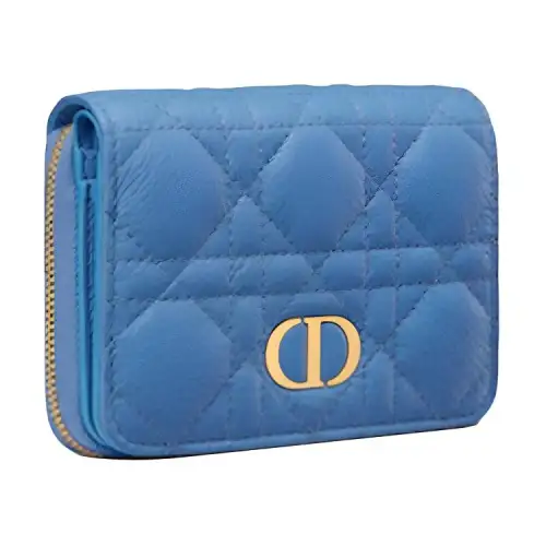 DIOR Soft Calfskin Clutch Card Holder, Wallet Women's Sky Blue