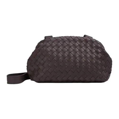 Bottega Veneta Woven Cow Leather Clutch Men's Dark Chocolate