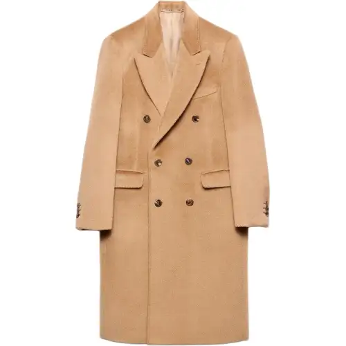 PRADA Coats Men's Camel Lapel Moderate Straight Fit