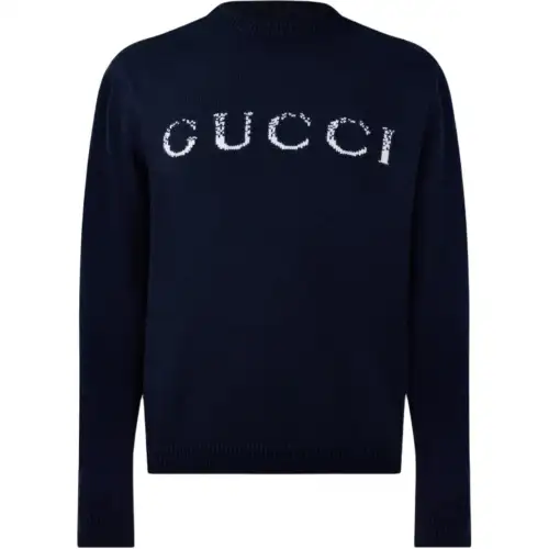GUCCI Sweaters Men's Blue Crew Neck Moderate