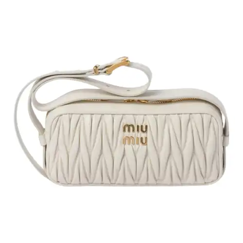 MIU MIU Matelassé Nappa Leather Crossbody Bag, Shoulder Bag Women's White