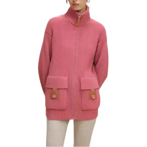 HERMES Jackets Women's Rose Sorbet Turtleneck Moderate Other