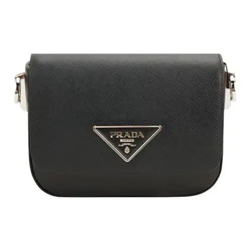 PRADA Saffiano Cow Leather Shoulder Bag, Crossbody Bag Women's Black