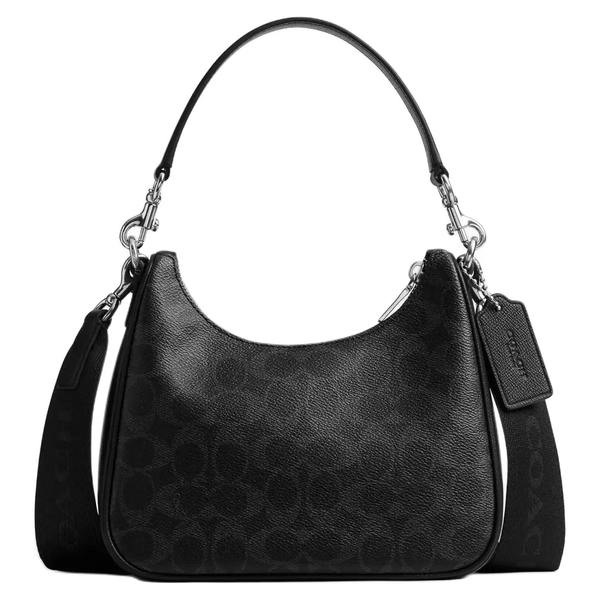 COACH Signature Coated Canvas With Cross Grain Leather Hobo Bag, Shoulder Bag, Crossbody Bag, Handbag Small Women's