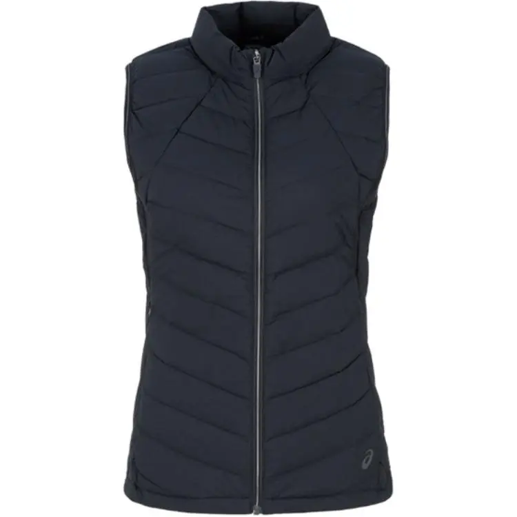 ASICS Down Vests Women's Black Stand Collar Moderate Nipped-in Waist