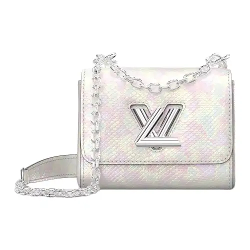LOUIS VUITTON Twist Karung Leather Shoulder Bag, Crossbody Bag, Handbag Mini Women's White