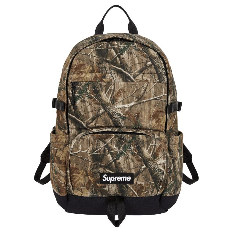 Supreme FW25 WEEK1 Denim embossed logo design denim backpack regular unisex couple style camouflage color