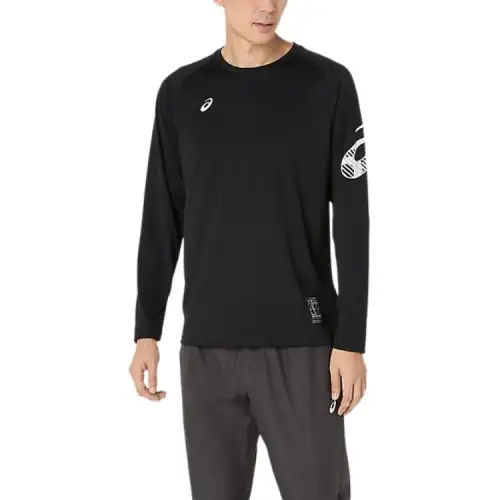 ASICS Sweatshirts Men's Black Crew Neck Moderate