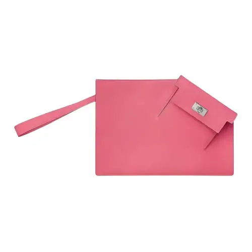 HERMES Kelly To Go Silver Tone Buckle Epsom Leather Clutch Regular Women's 8W Rose Azalee Lipstick Powder