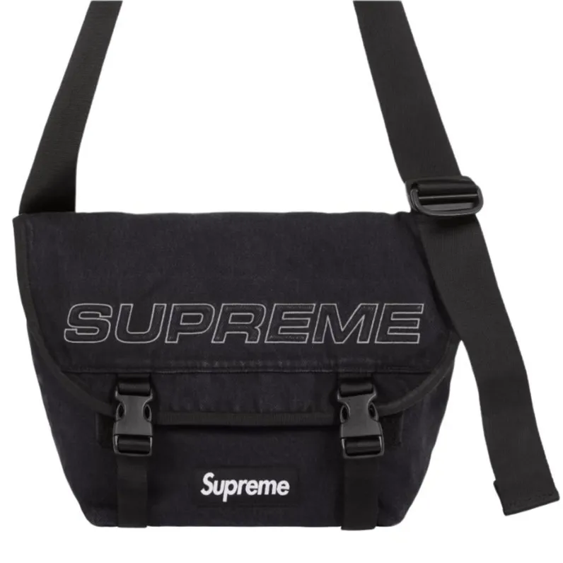 Supreme Nylon Denim Messenger Bag Crossbody Bag Regular Unisex Black