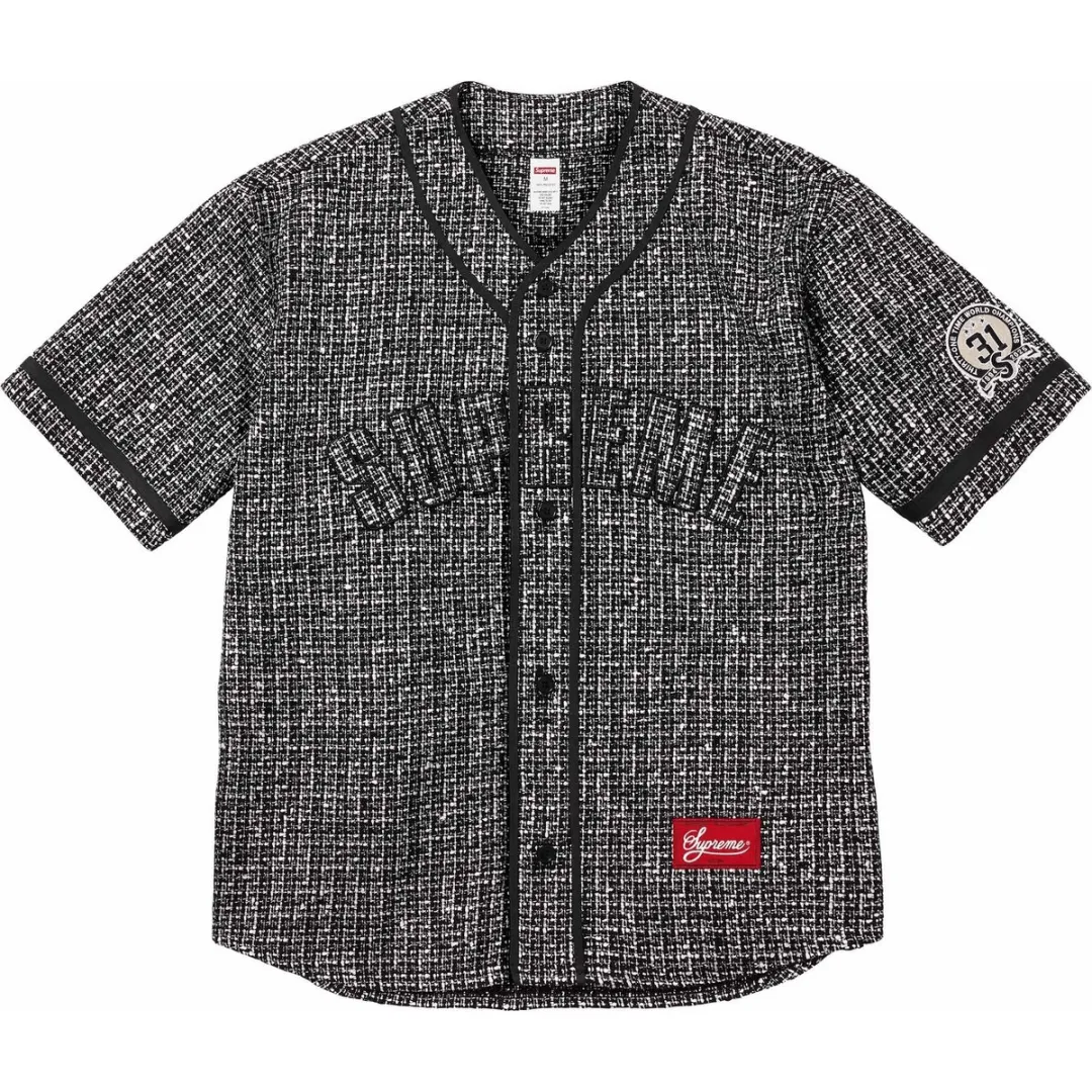 Supreme FW25 WEEK13 Bouclé Baseball Jersey Baseball Jacket Unisex