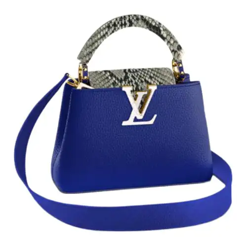 LOUIS VUITTON Capucines Taurillon Cow Leather Shoulder Bag, Crossbody Bag, Handbag Mini Women's Blue
