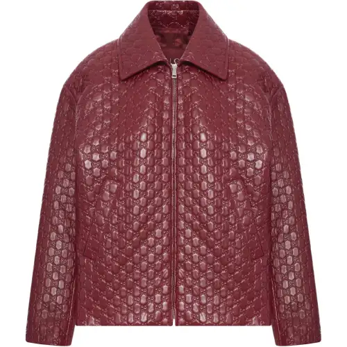 Gucci GG-embossed point-collar jacket