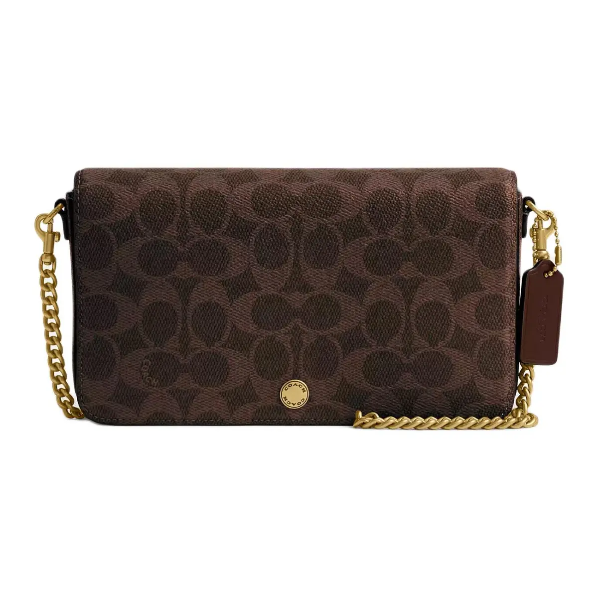 COACH Coated Canvas With Calfskin Crossbody Bag, Shoulder Bag Small Women's Maple