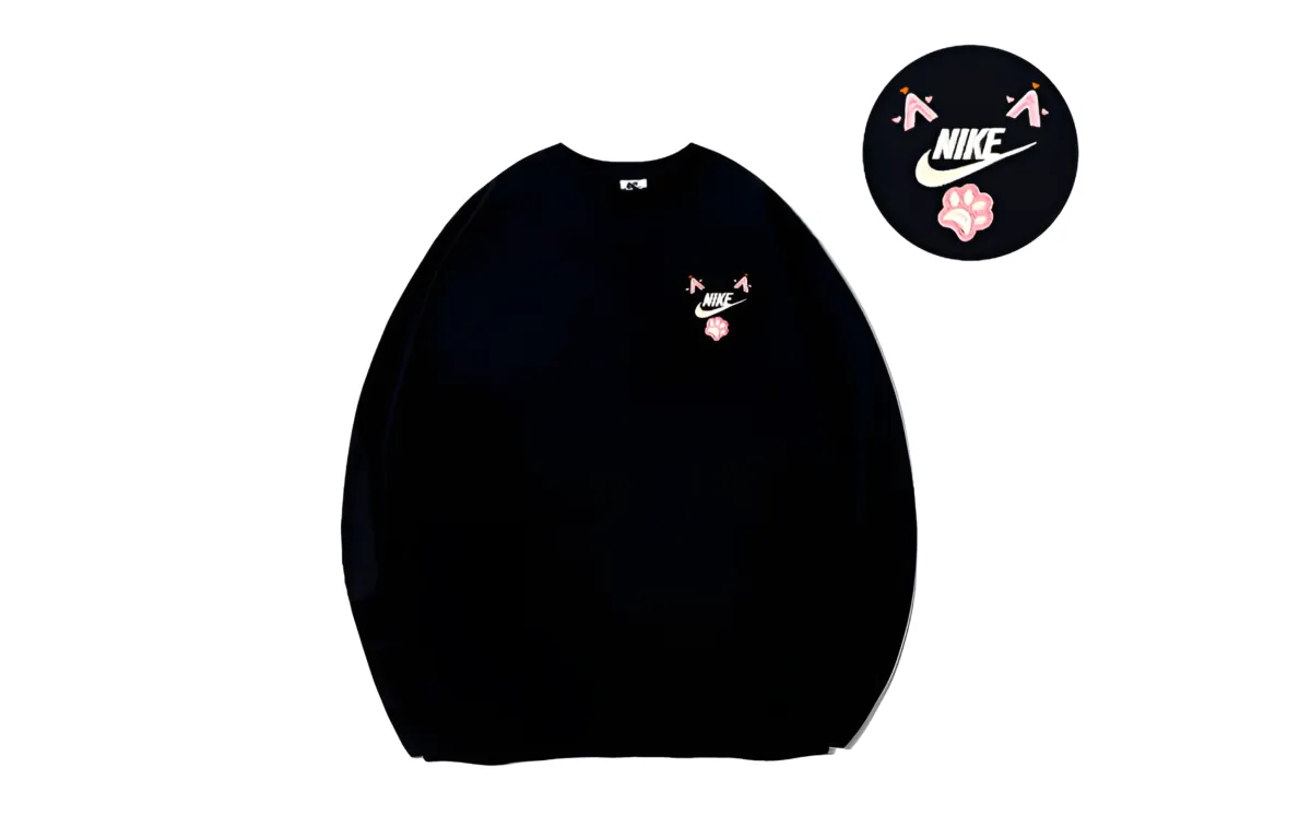 Nike Crew Neck Pullover Sweatshirt Unisex Black Pink